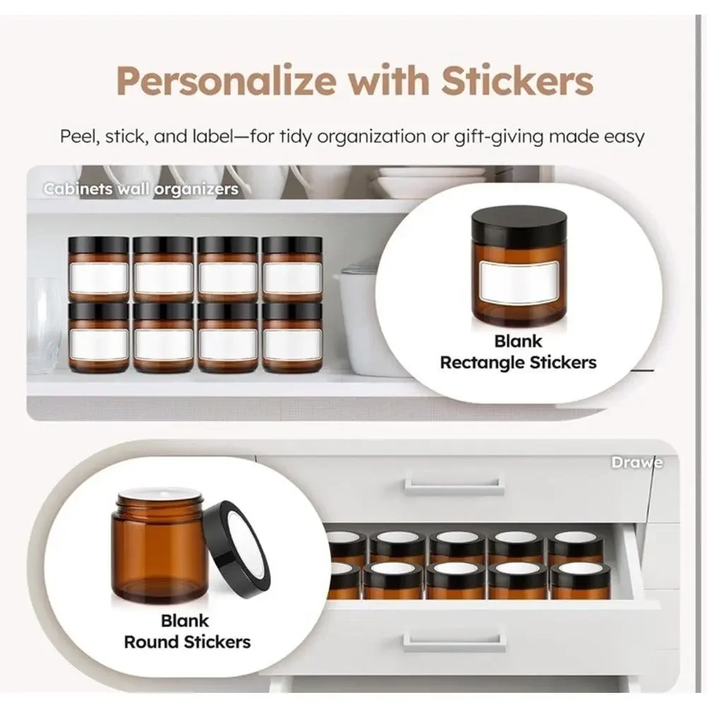 4 oz Amber Glass Jars with Lids,24 Pack 4oz Small Glass Jars with Inner Liners,4